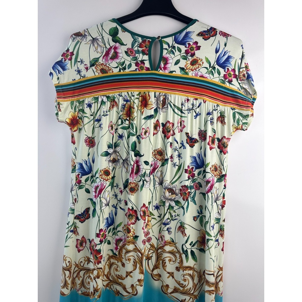 Johnny Was Felix Trapeze Midi Dress Floral Medium SS V-Neck Stretch Bamboo Blend - Picture 13 of 16